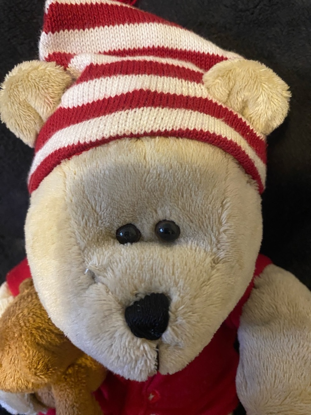 Starbucks 2007 Plush Bear in Red Holiday Outfit with Striped Hat - Picture 4 of 5
